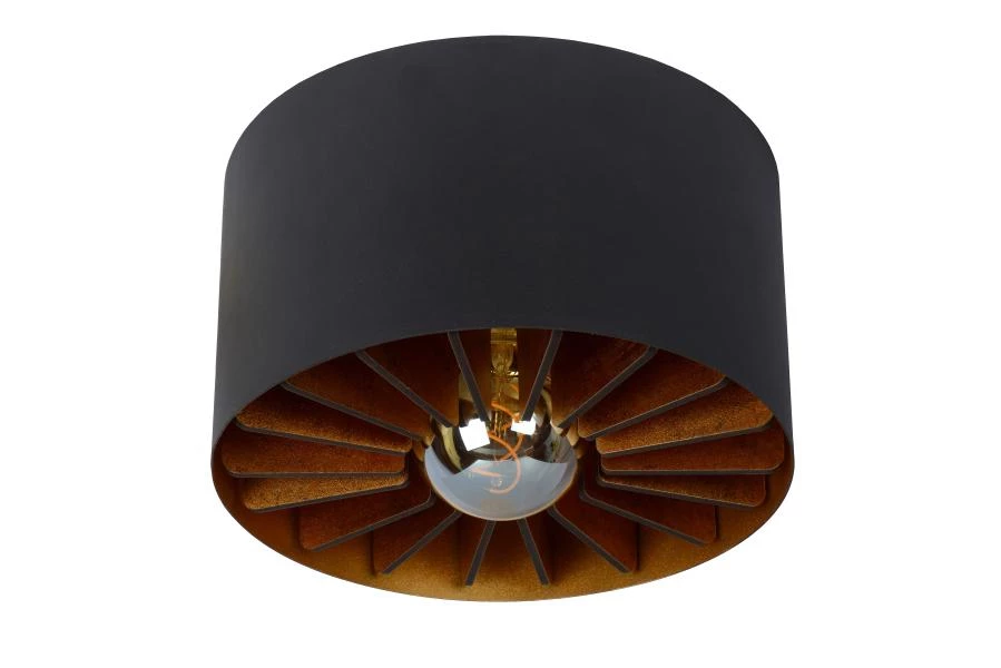Lucide ZIDANE - Flush ceiling light - Ø 30 cm - 1xE27 - Black - off